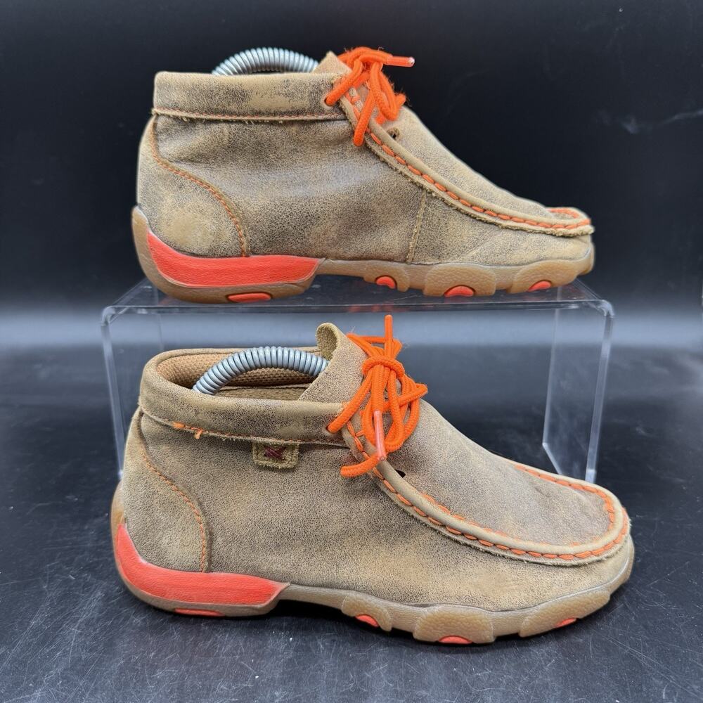 Twisted X Chukka Boots Youth Kids Size 12 M Brown Leather Orange Lace Up YDM0006
